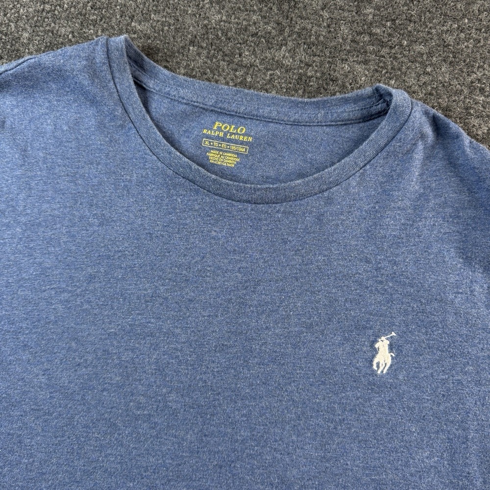 Polo Ralph Lauren T Shirt Mens XL Blue Classic Fit Crew Neck White Pony EUC